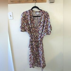 Ava & Viv Button-up Maroon and Peach Floral Dress, size 2X